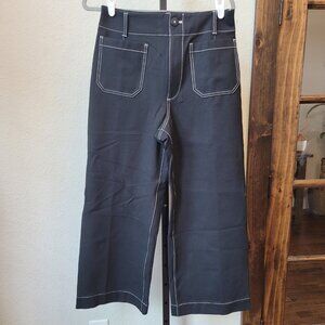 Anthropologie MAEVE Wide Leg Pants with Contrast Stitching